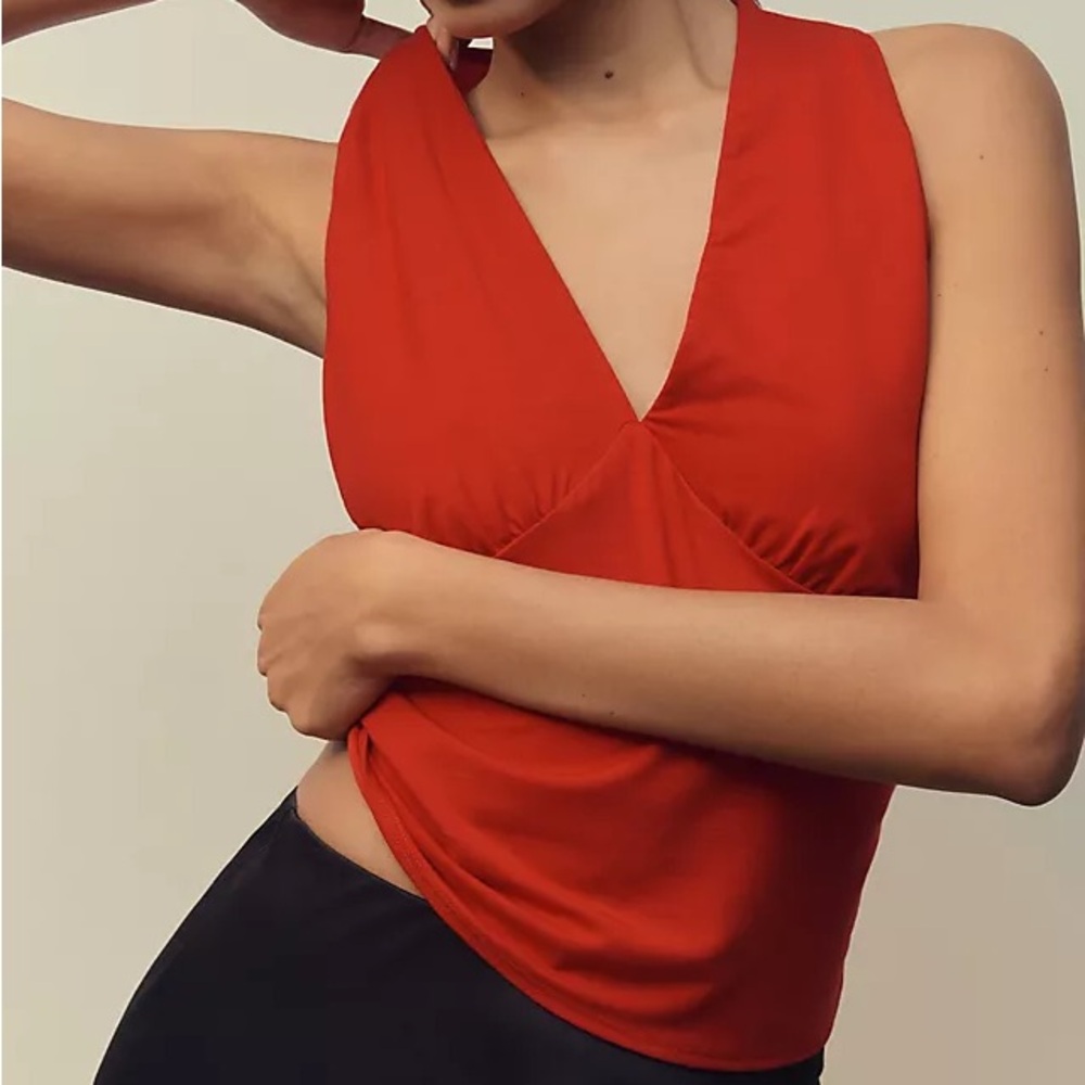 Reformation Red Bowie Knit Top